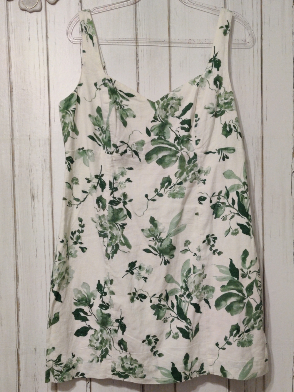 Abercrombie & Fitch White Mini Dress with Green Floral Print